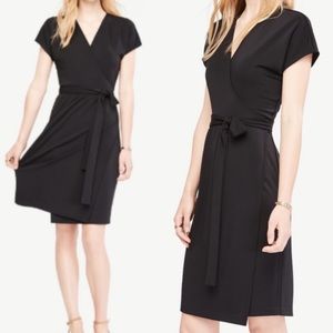 ANN TAYLOR LOFT BLACK SLEEVE WRAP DRESS